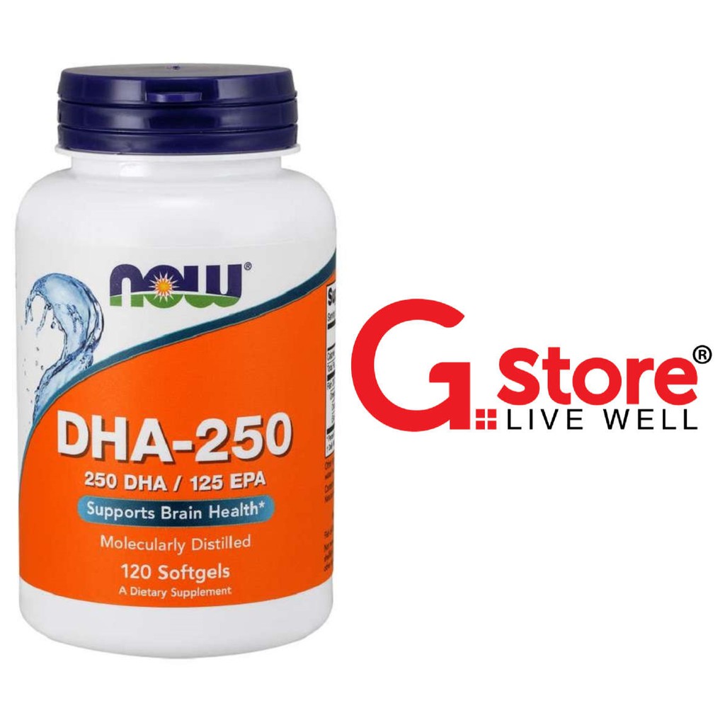 Thực Phẩm Bổ Sung 250mg Omega-3 (EPA/DHA) Giúp Tăng Cường Sức Khỏe Cho Tim Mạch, Não, Mắt, Khớp NOW DHA 250 120 viên