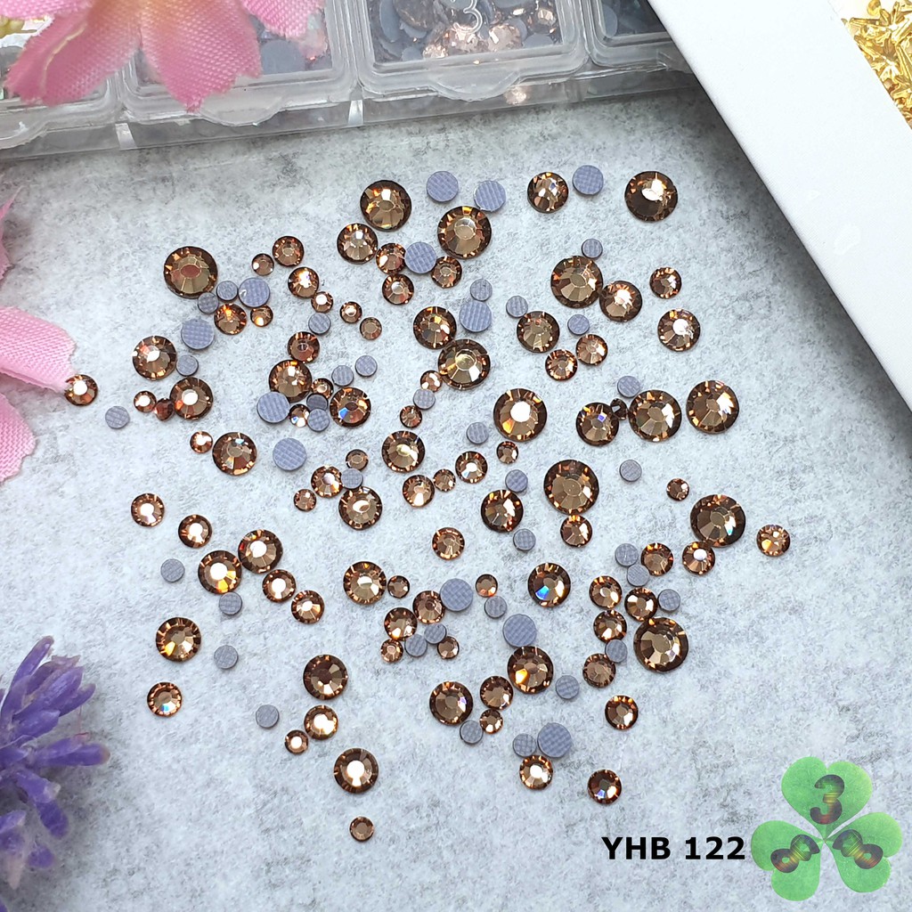 YHB 122. Đá YHB "Smoked Topaz" đính trang trí móng siêu lấp lánh. Hàng chuẩn loại A.