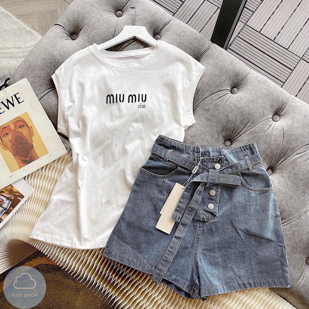 Set áo tay hến + quần short jeans kèm đai 2021( có bán lẻ)