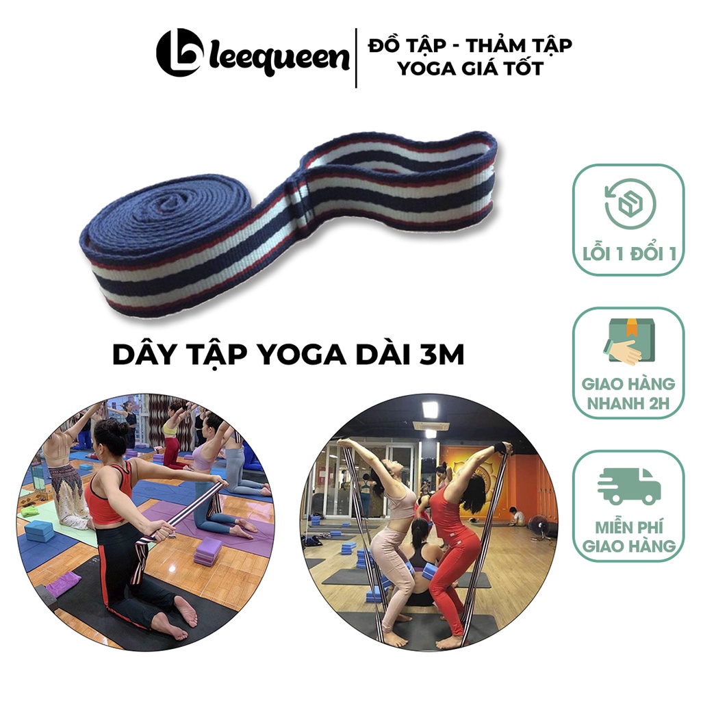 Dây Tập Yoga Dài 3m, Sợi Cotton Cao Cấp, Bền Đẹp, Chuyên Dụng Xoạc Ngang, Hỗ Trợ Động Tác Uốn Dẻo, Mở Vai