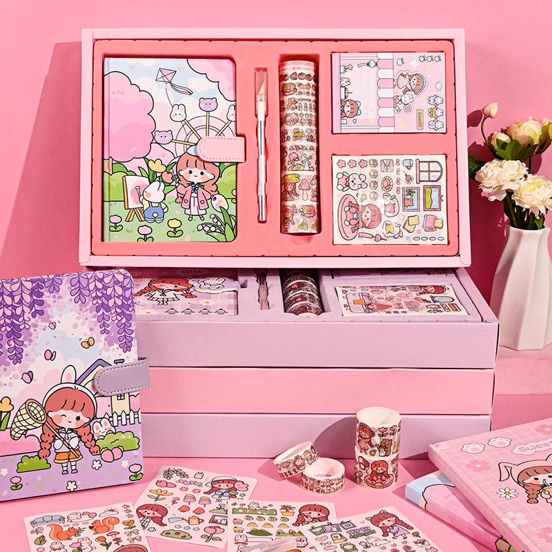 Hình Dán Trẻ Em。 Set Băng Keo Giấy Dán Trang Trí Sổ Tay DIY Hình Cô Gái Nhật Bản Dễ Thương