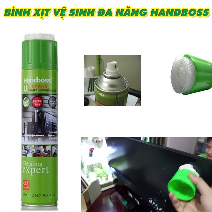 Chai xịt bọt tuyết vệ sinh đa năng dành cho ghế da, Sofa, ghế nỉ, ô tô, xe hơi,PC, Laptop, máy in HandBoss 650ML