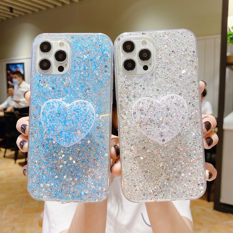 Ốp Điện Thoại Có Giá Đỡ Hình Trái Tim Cho Samsung Galaxy S21 + Note 20 Ultra 10 Lite A11 M11 A71 A51 A70 A50S A30 A20 A7 2018