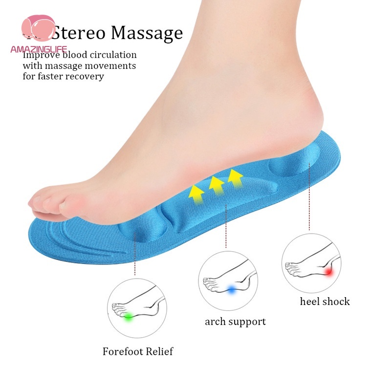 Đế Lót Giày Mát Xa Giảm Đau 4D Bằng Cao Su Non Cho Nam Và Nữ