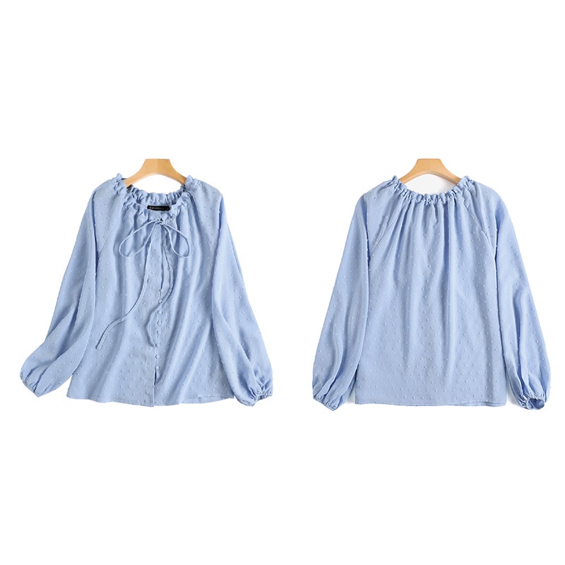 Áo sơ mi kiểu Zanzea tay dài cổ tròn phong cách Châu Âu thời trang