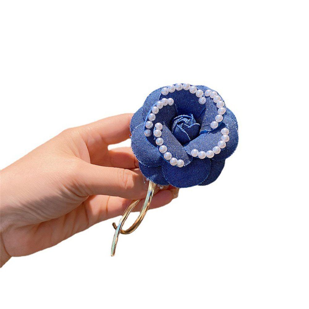 Kẹp Tóc Vải Denim Họa Tiết Hình Học Đơn Giản Sáng Tạo Phong Cách Hàn Quốc