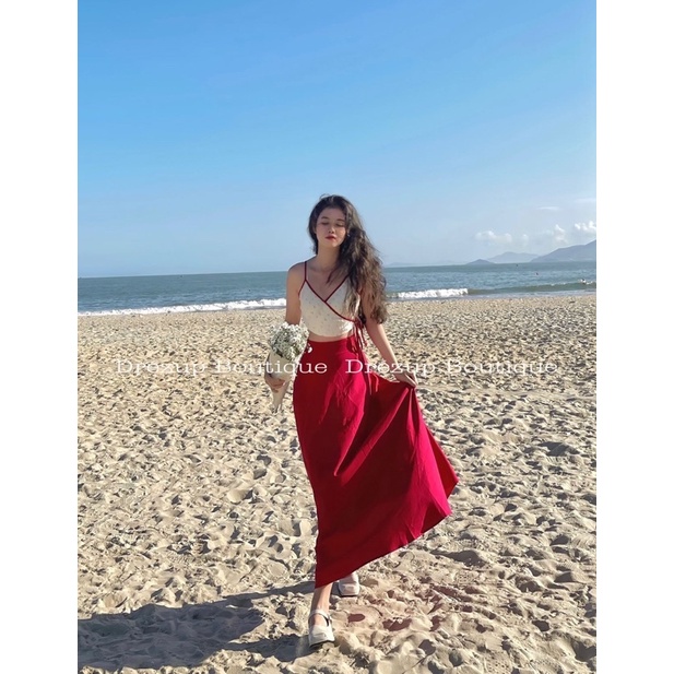 Set áo muslin Hạ Hi + chân váy linen