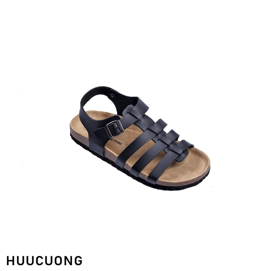 Sandal HuuCuong chiến binh đen đế trấu, hàng giầy dép sandal Hữu Cường chính hãng, thời trang, chịu nước