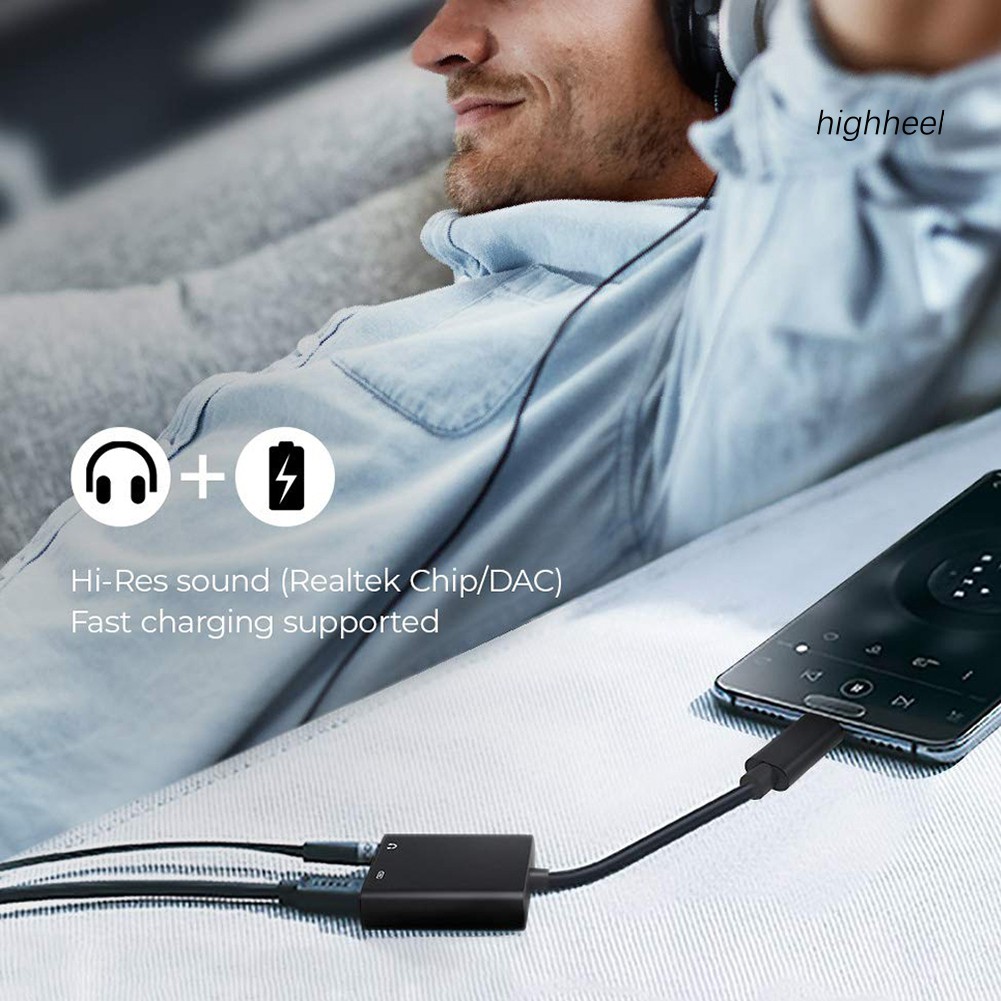 Giắc Cắm Chuyển Đổi Âm Thanh Sạc Nhanh 2 Trong 1 Type-C Sang 3.5mm