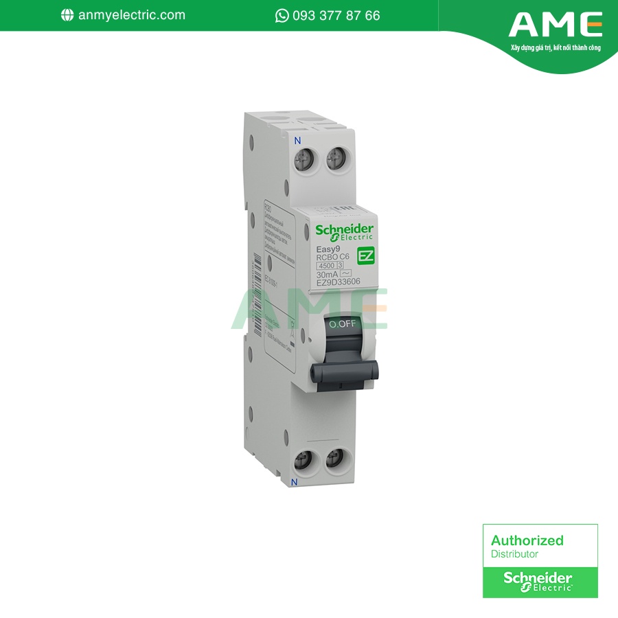 Thiết bị điện Schneider - Easy9 Slim RCBO 1P+N - 4.5kA - 30mA (AC type)