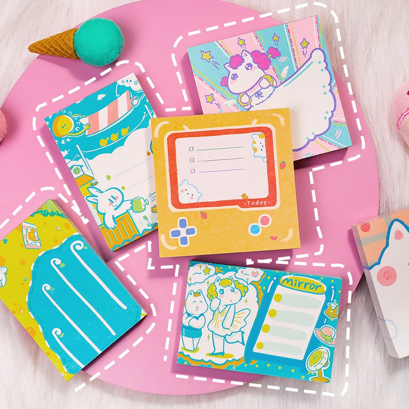 Giấy Ghi Chú Họa Tiết Hoạt Hình Phong Cách Hàn Quốc
