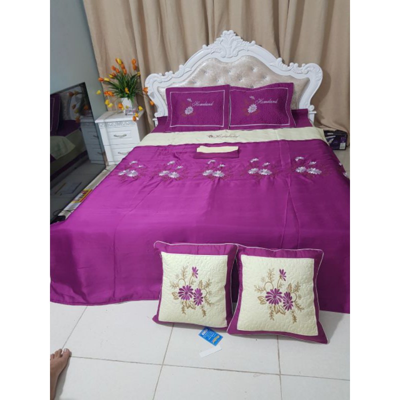 [ Xả Lỗ] Bộ ga gối satin poly cotton 7 món thương hiệu Hansanko