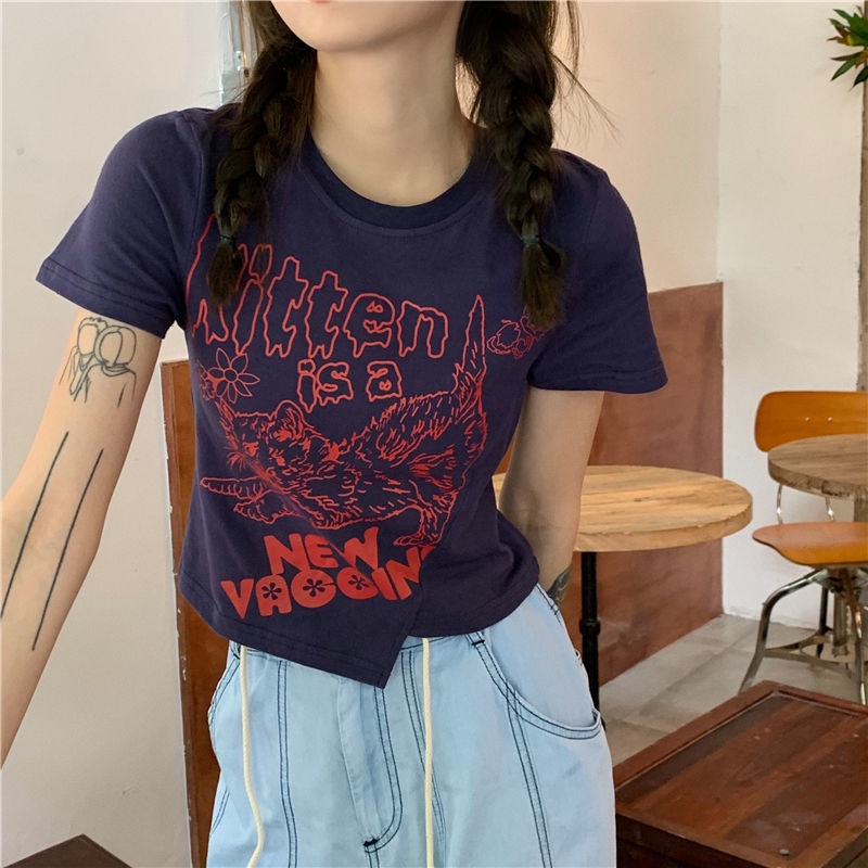 NRVP Áo Thun Tay Ngắn Dáng Ôm Phong Cách Hàn Quốc Thời Trang Mùa Hè Cho Nữ