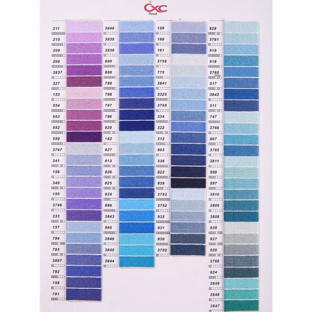 Chỉ thêu cotton DC-CXC - tông mầu xanh