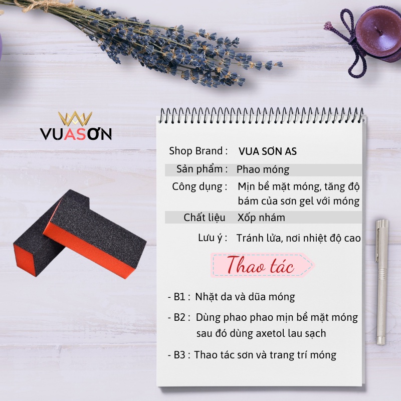 Phụ kiện nail giá tốt giá rẻ uy tín phao móng tay vuông nhám mịn VUA SƠN AS