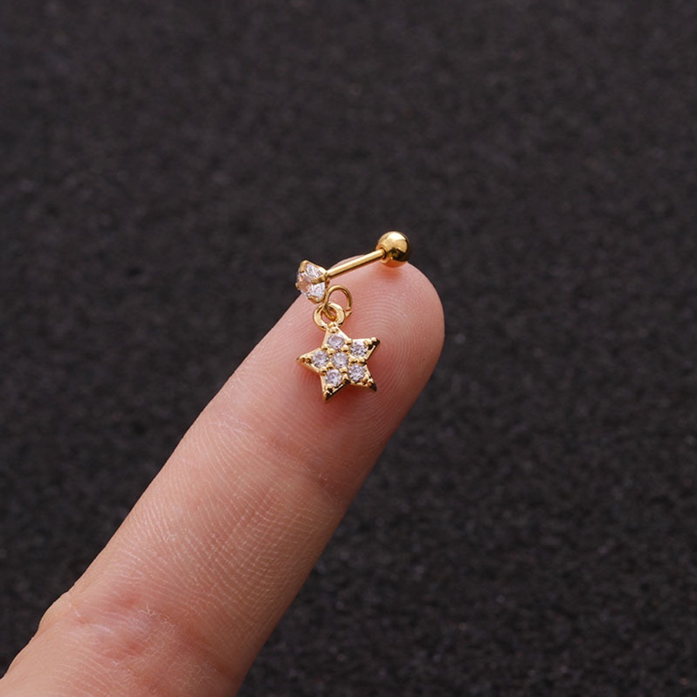 Bông Tai Hình Hoa / Ngôi Sao Đính Đá Zircon Dễ Thương Thời Trang Cho Nữ