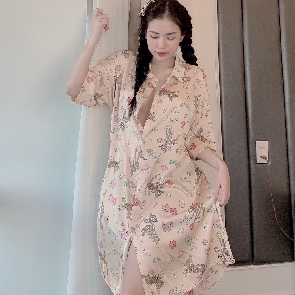Váy Xinh Lung Linh Kiểu Sơ Mi Chất Lụa Latin Mềm Nhẹ Mát Phom 45-60kg | BigBuy360 - bigbuy360.vn