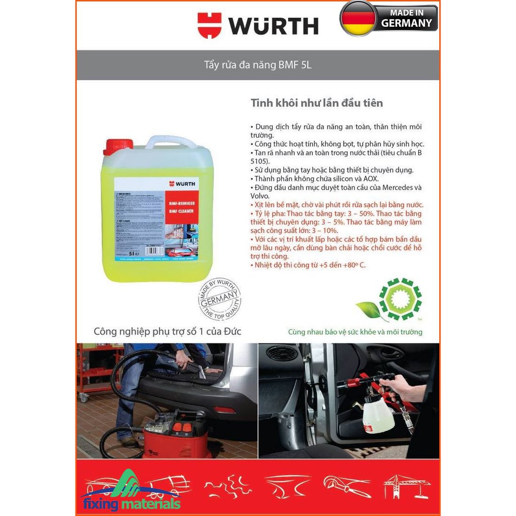 Dung dịch tẩy rửa đa năng WURTH BMF Cleaner- 5L (SX tại Đức)