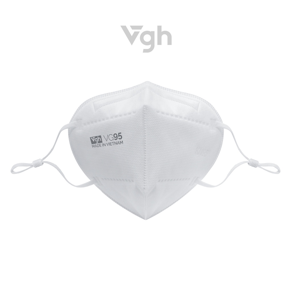 Khẩu trang VG95 3S thiết kế 3D, kháng khuẩn, thoải mái, nút chỉnh quai tai - Chính hãng VG Healthcare - Hộp 5 chiếc