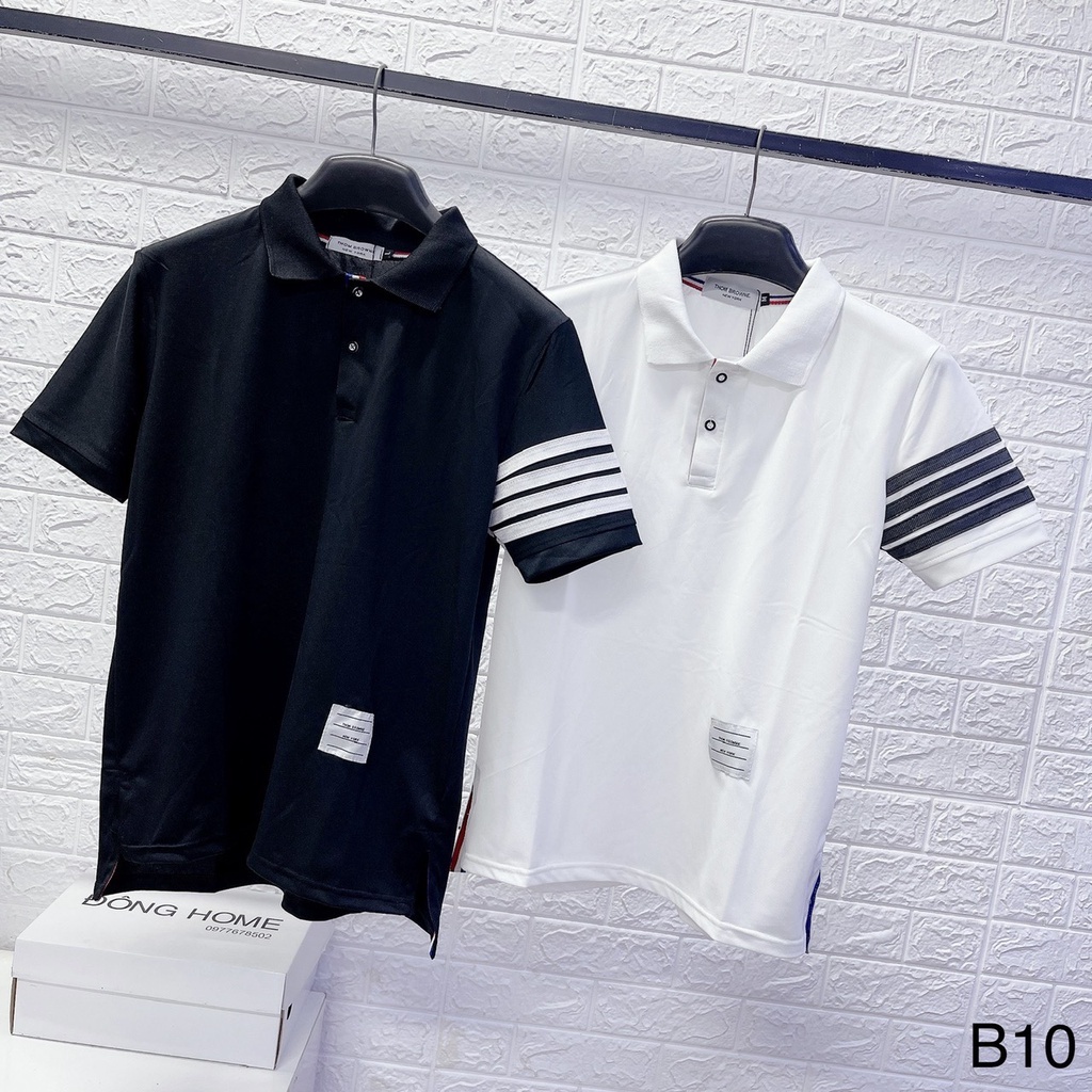 Áo Polo Thome họa tiết, áo thun 4 Sọc tay áo cao cấp cotton nam nữ