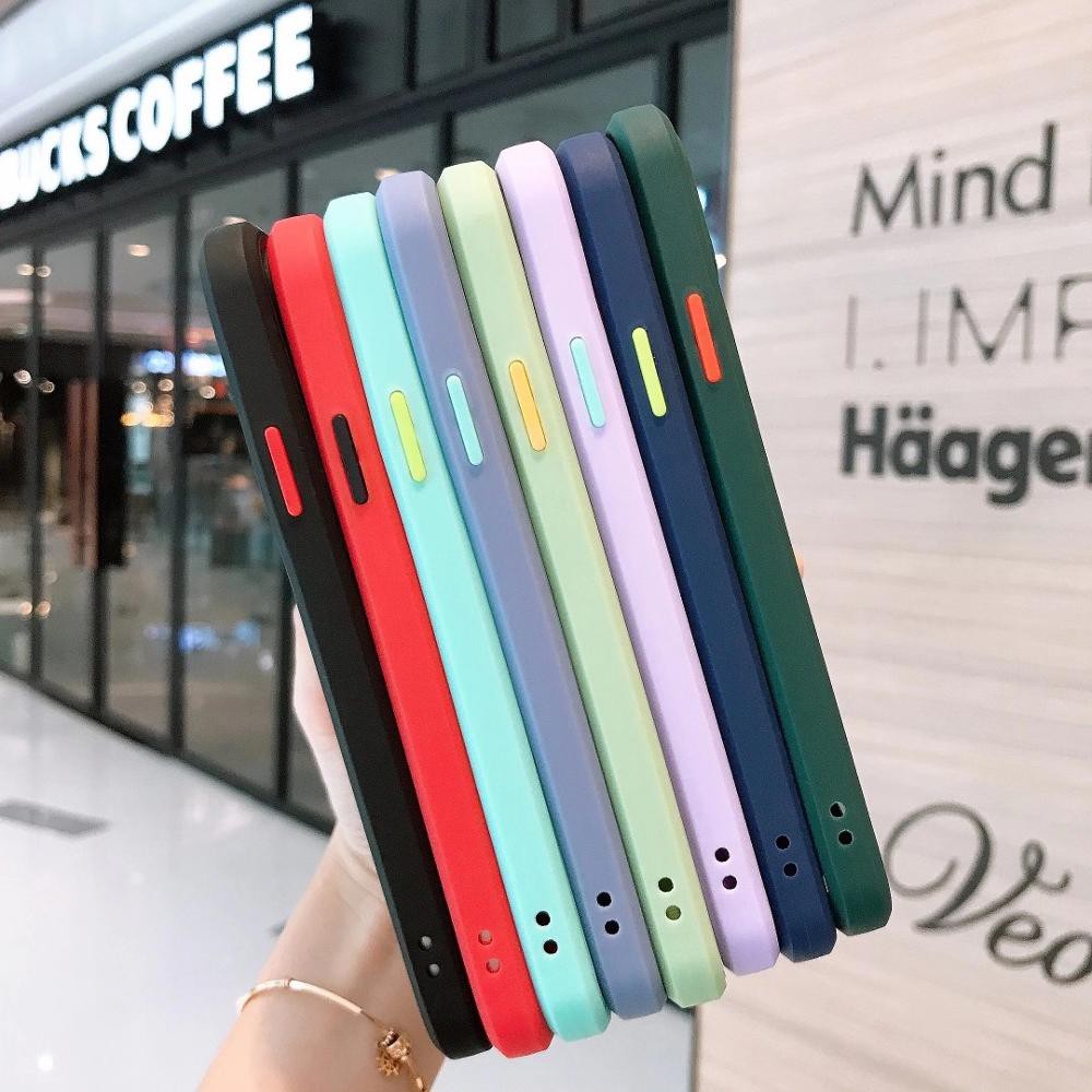 Ốp điện thoại Acrylic Silicon trong suốt chống sốc viền nhiều màu sắc cho iPhone 11 Pro Max XR XS Max X 8 7 Plus