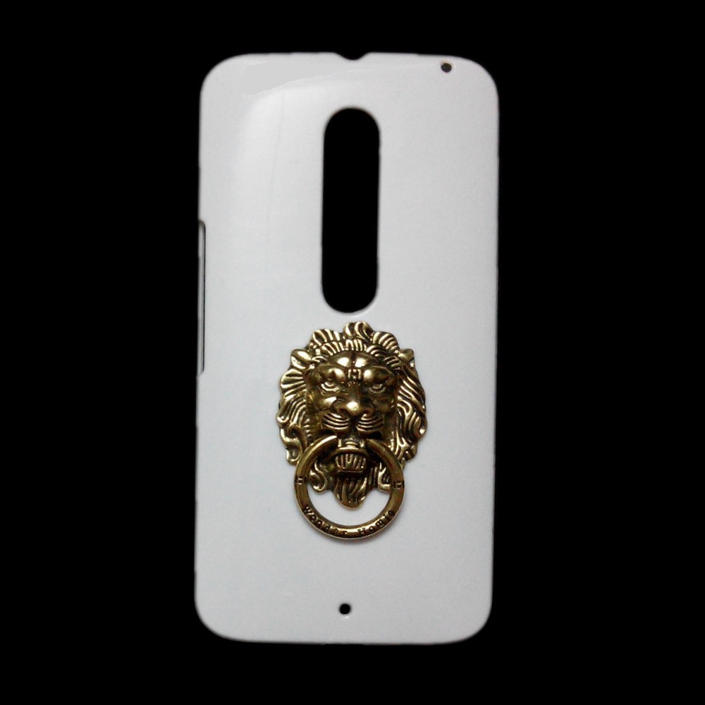 3D Bronze Lion Head Ring Stand Holder Back Hard Case Cover for Motorola Moto X Style Pure Edition