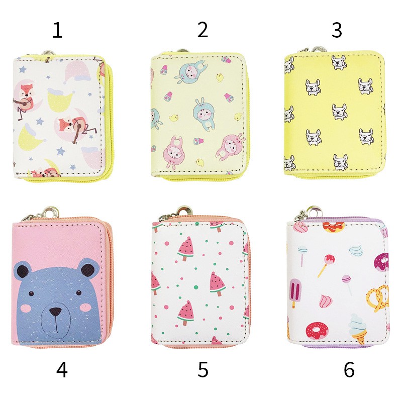 Bóp ví ngắn nữ cartoon họa tiết hoạt hình động vật cute dễ thương - Link 18 - Banana Store