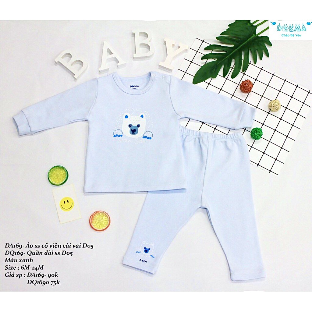Dokma - Bộ cotton len cho bé 6-24m DA169