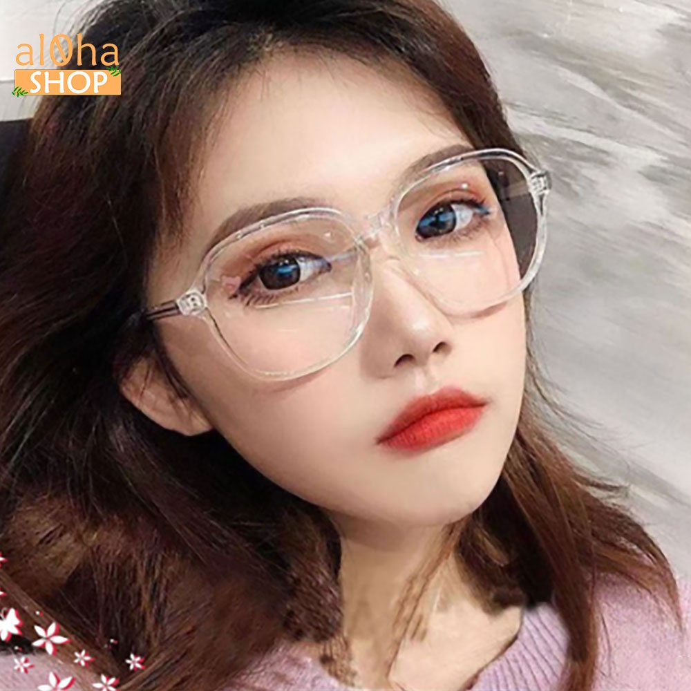 Mắt kính thời trang chống bụi gọng nhựa tròn K016 unisex nam nữ style giả cận - al0ha Shop