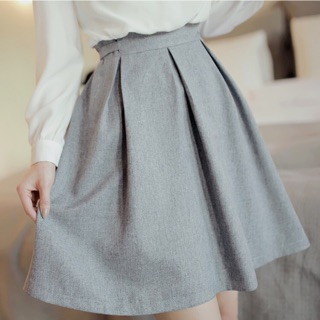 Chân Váy Xòe Xếp Ly Màu Xám Ghi - V07517070