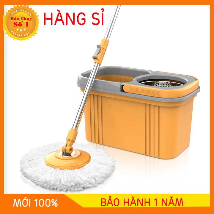 [Freeship] BỘ LAU NHÀ 360, THÔNG MINH - INOX, CÓ TAY XÁCH, BÁNH XE, TỰ GIẶT – VẮT, BẢO HÀNH 6 THÁNG