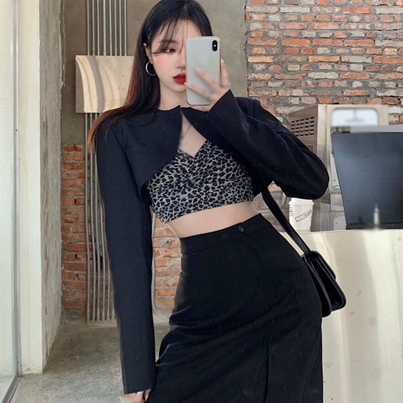 Áo Hai Dây Cổ Chữ V In Họa Tiết Da Báo Quyến Rũ Dành Cho Nữ
