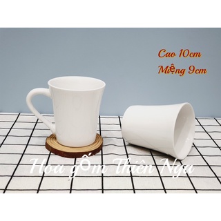 Ly sứ trắng uống cafe, ly sứ trắng có quai 250ml