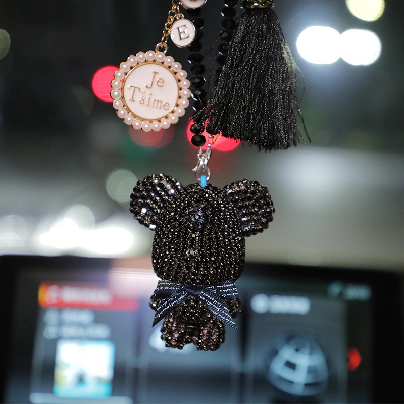 Dây Treo Xe Trang Trí Nội Thất Ô Tô Hình Gấu Đính Đá Lấp Lánh