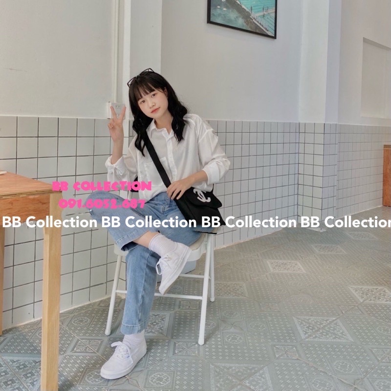 Áo sơmi nữ form rộng dài tay Ulzzang chất lụa Hàn có 4 màu