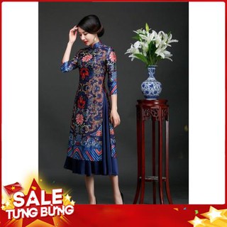 Áo dài cách tân long bào lửng  cao cấp - KHÔNG KÈM VÁY
