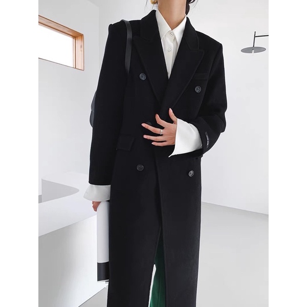 Áo khoác dạ ép dáng dài nữ Ulzzang Hàn Quốc BORA SHOP thắt eo order