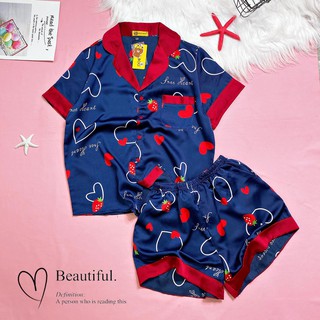 Bộ đồ satin bigsize 60_70kg tay ngắn quần ngắn