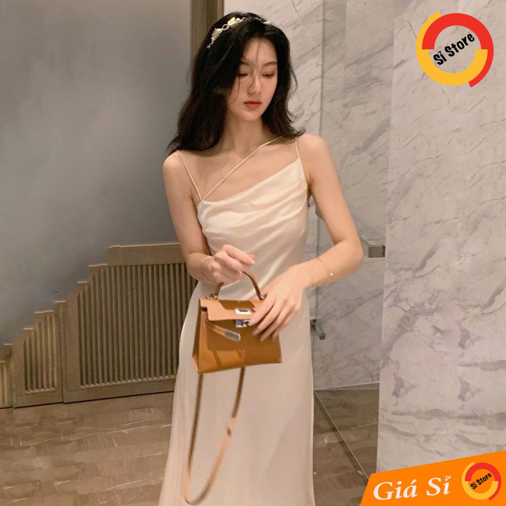 Đầm Maxi Phi Lụa Dây Kiểu (TRẮNG+NUDE+TÍM)