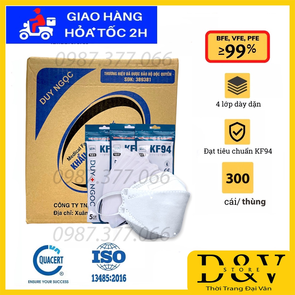 [Sỉ 1 Thùng 150 Cái/ 300 Cái] Khẩu trang y tế 4D Mask KF94 Duy Ngọc kiểu Hàn Quốc 4 lớp kháng khuẩn, kháng bụi mịn