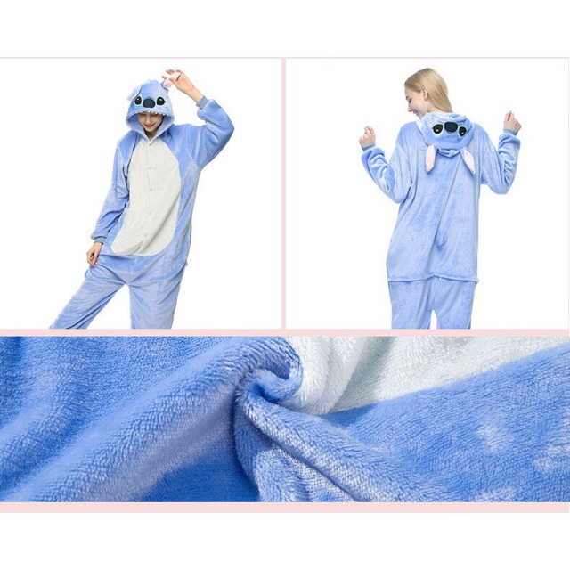 (Có sẵn) Bộ đồ thú stich, bộ đồ ngủ stich xanh dễ thương