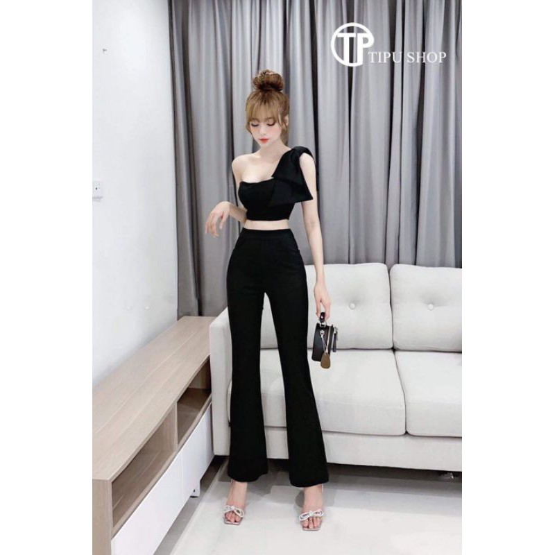 Set quần loe áo cúp ngực nơ