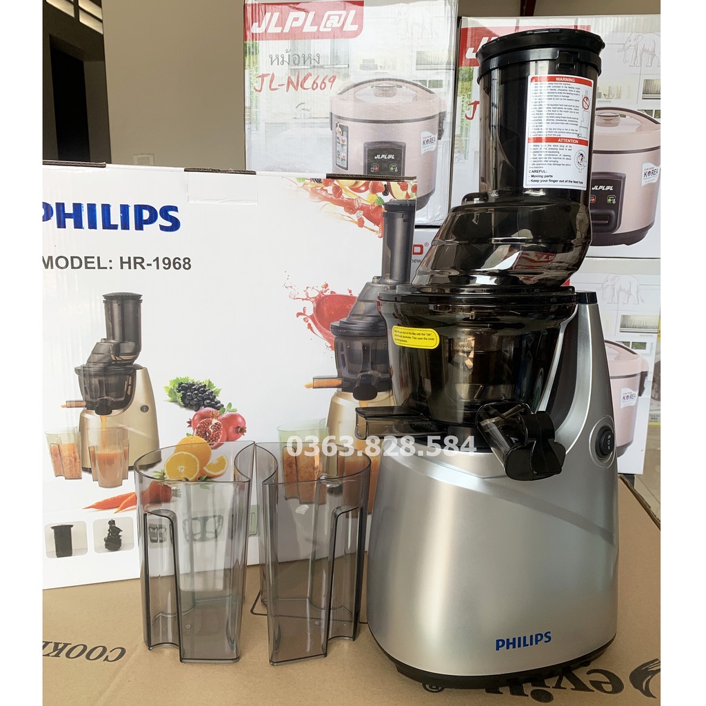 Máy Ép Chậm, PHILIPS HR-1968 ,Máy Ép Trái Cây Kiểu Dáng Sang Trọng, Công xuất 250W Dung Tích 800ml, Hàng Chính Hãng