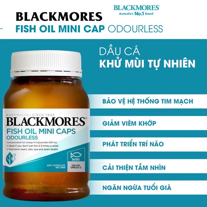 Dầu cá khử mùi Blackmores Fish oil Minicaps