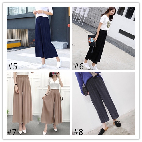 Quần Chiffon Ống Rộng Xếp Ly