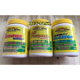 NPK Growmore - Combo 3 lọ -  phân bón lá NPK Growmore dành cho Tất cả các giai đoạn phát triển cây - 100gr/lọ