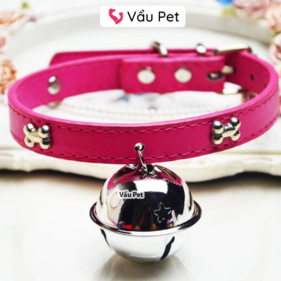 Vòng cổ cho chó, mèo, thú cưng chuông đai da - Vòng đeo cổ cho chó mèo Vẩu Pet Shop