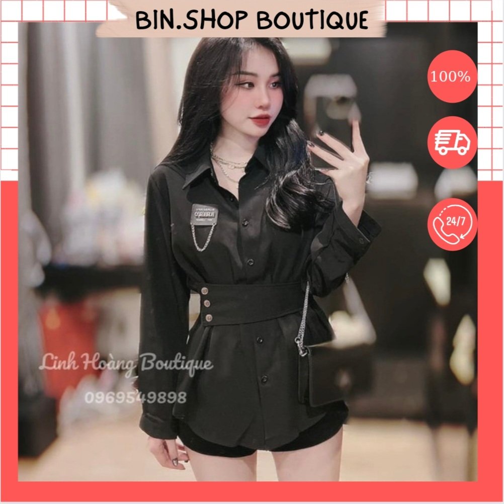 Áo Sơ Mi Nữ Dáng Dài Xòe ZARA Có Đai Eo Thời Trang Phong Cách Hàn Quốc