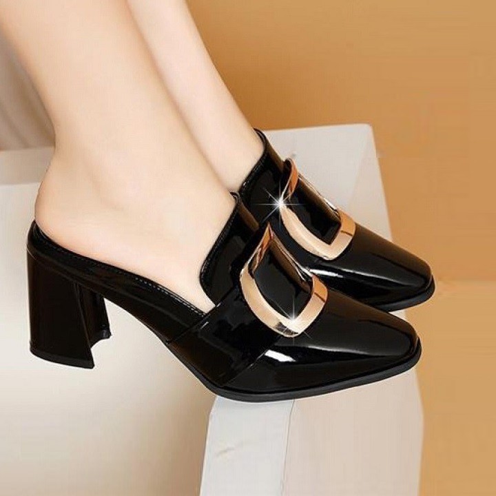 Dép nữ sandal cao gót 7p hàng hiệu rosata đẹp hai màu đen kem ro335