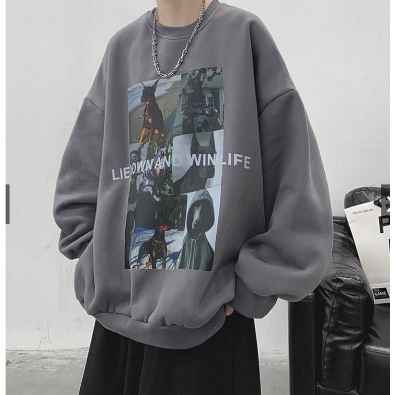 Shineess Áo Sweater Nỉ Bông Love Wins Thu Đông Ulzzang hiphop In Unisex Form Rộng Size M-8XL